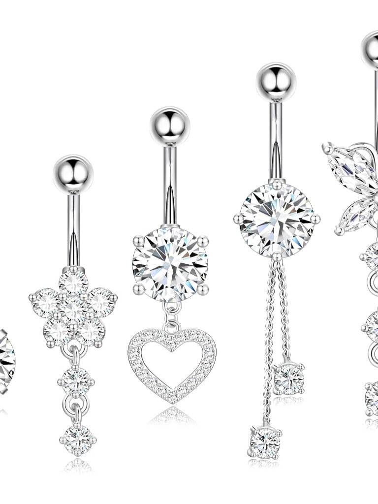Surgical Stainless Steel Dangle Belly Button Rings For Women Belly Ring Dangling